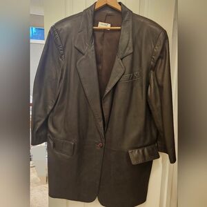 Saks Fifth Avenue SALON Z Women's Size 1x Soft Glove Leather Coat 3/4 Length